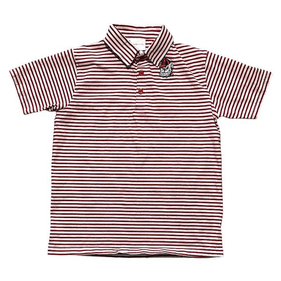 University of Georgia Bulldogs UGA Red & White Stripe Polo Shirt Boy's Large - Picture 1 of 6